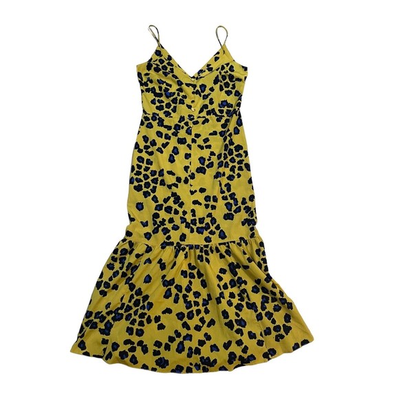 ASOS Dresses & Skirts - Asos Pephem Dress Women's Size 4 Yellow Leopard Print Drop Waist Spaghetti Strap